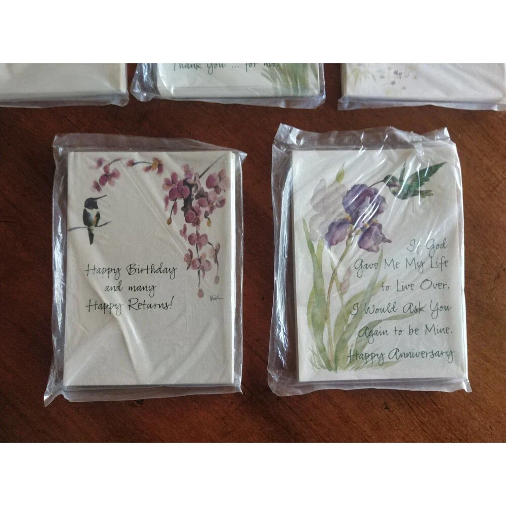 Vintage 1980s Lot Hummingbird Flowers 5x12 60 Cards 6.8x4.8